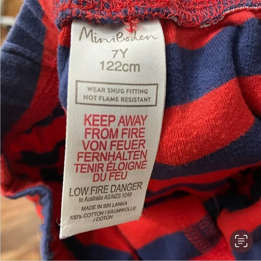 Mini Boden Red & Blue Striped Pajama Bottom